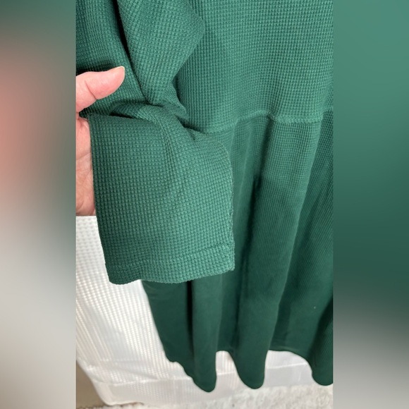 3X Dark Green Waffle Knit Long Sleeve Dress - Picture 4 of 4